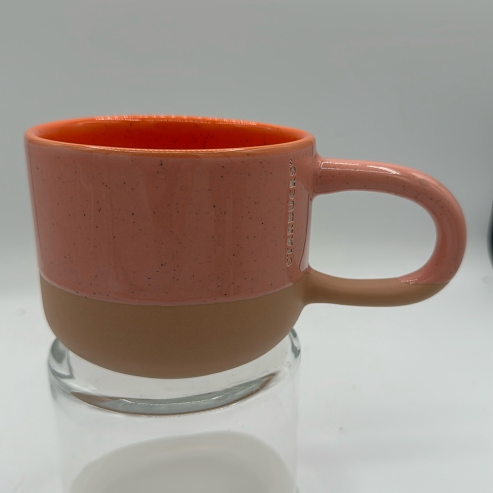 Starbucks Mug, Speckled peach and tan with persimmon inside